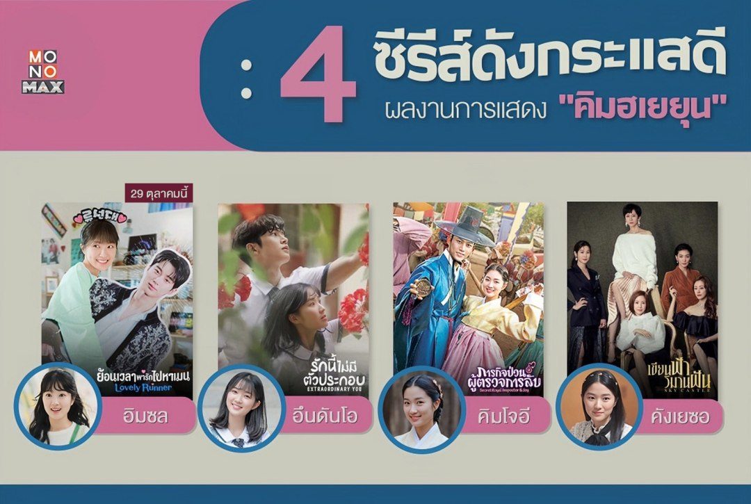 ห้ามพลาด! 4 ซีรีส์ดังกระแสดีผลงานการแสดงของ "คิมฮเยยุน"